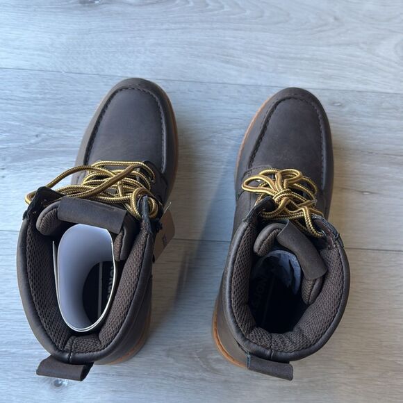 Jack & Jones faux leather brown size 8 lace up‎ boots in cognac brown NWT in box main image 3